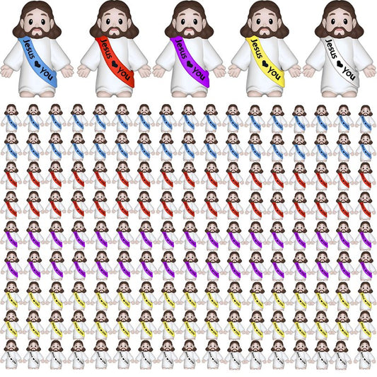 Imerance 200 Pcs Little Jesus Figures,Mini Jesus Figurines - Tiny Statues for Easter Egg Stuffers, Religious Gifts, Parties, Baptism Gifts, Multicolor Miniature Decorations, Hide and Seek Figurines