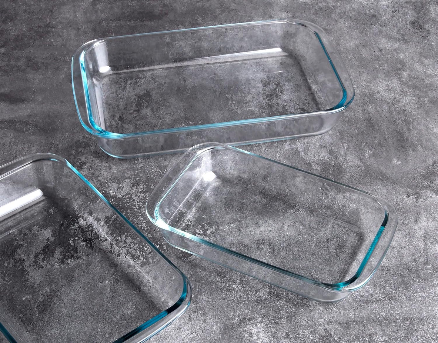 Tempered Glass Bakeware Set by [Brand Name] - 3 Rectangular Baking Dishes (1L, 1.5L, 2L) for Versatile Cooking
