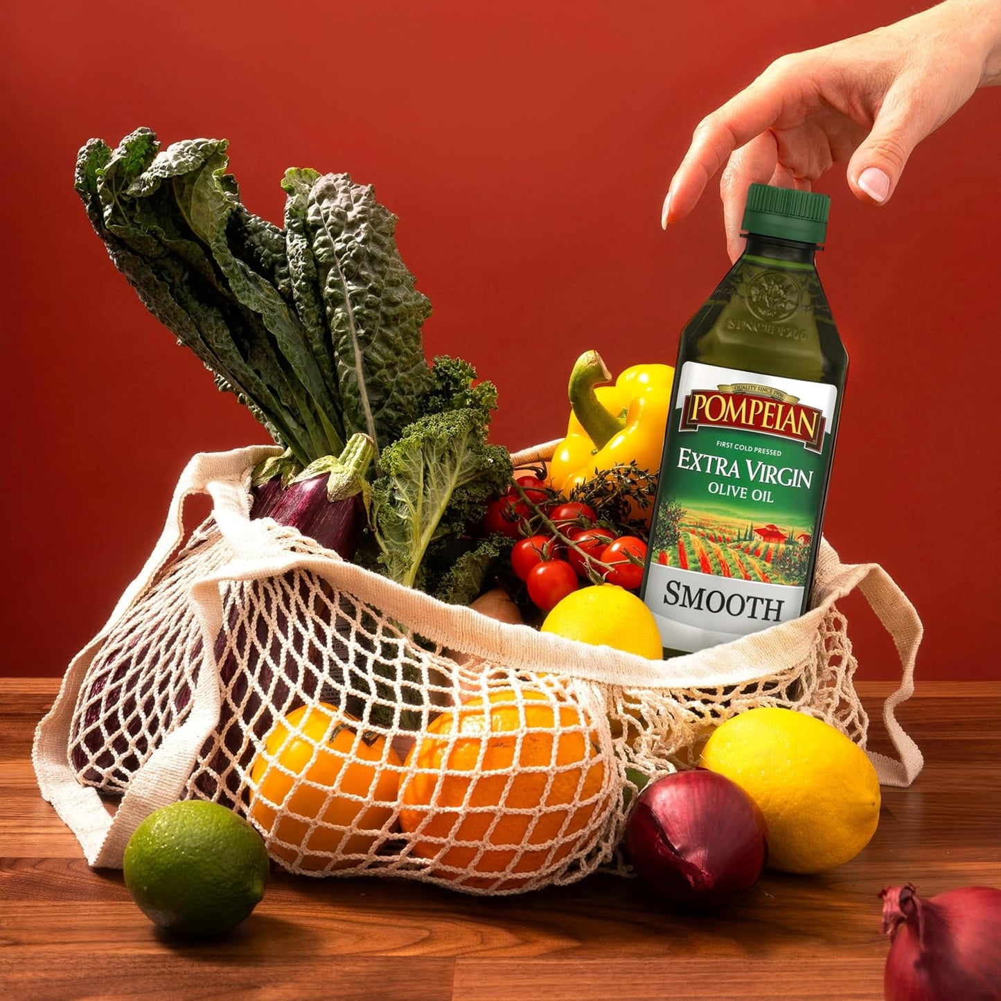 Pompeian Smooth Extra Virgin Olive Oil - First Cold Pressed - 68 fl oz | Ideal for Cooking & Baking