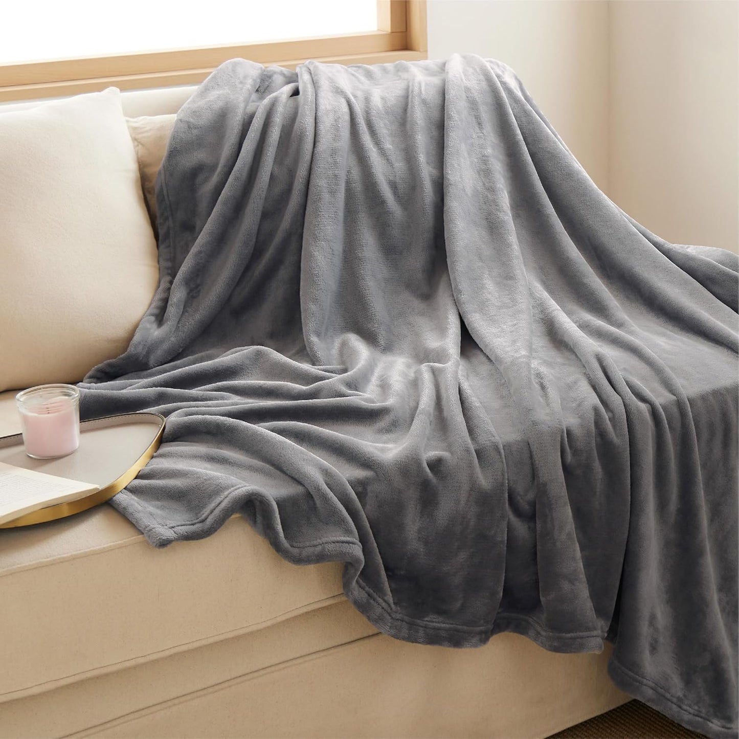 Bedsure GentleSoft Fleece Throw Blanket - Cozy Lightweight Plush Grey Sofa Blanket, 50x60 Inches