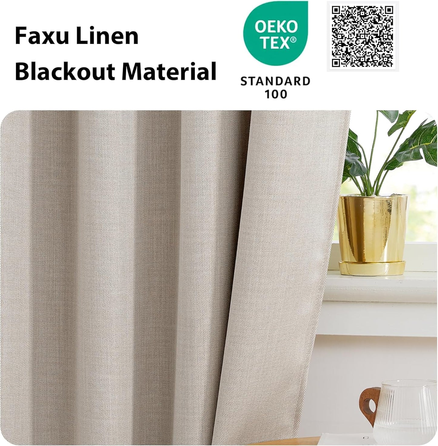 NICETOWN Blackout Thermal Insulated Valances - Farmhouse Short Curtains for Living Room | 34" W x 36" L, Angora, 2 Panels