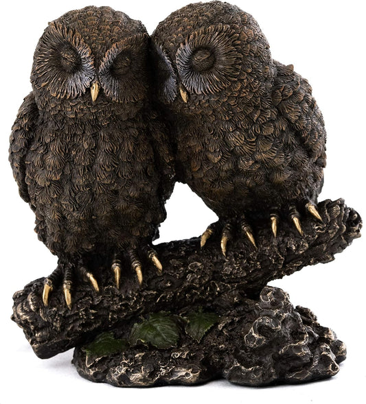 Top Collection Owl Lovers Statue on Tree Branch - Sleeping Great Horned Owl Sculpture in Premium Cold Cast Bronze- 5-Inch Collectible Animal Figurine