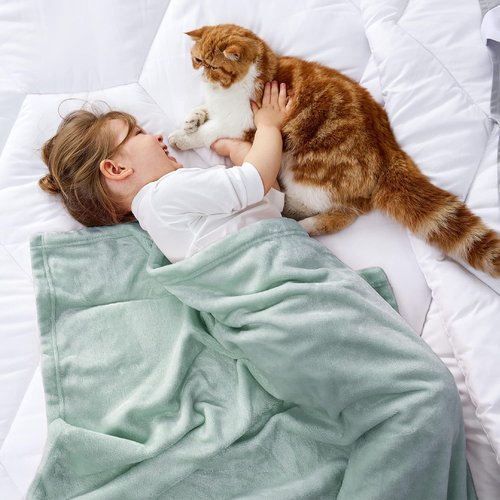 Bedsure GentleSoft Fleece Blanket - Cozy, Cute Throw for Kids | 43x55 Inches, Sage Green