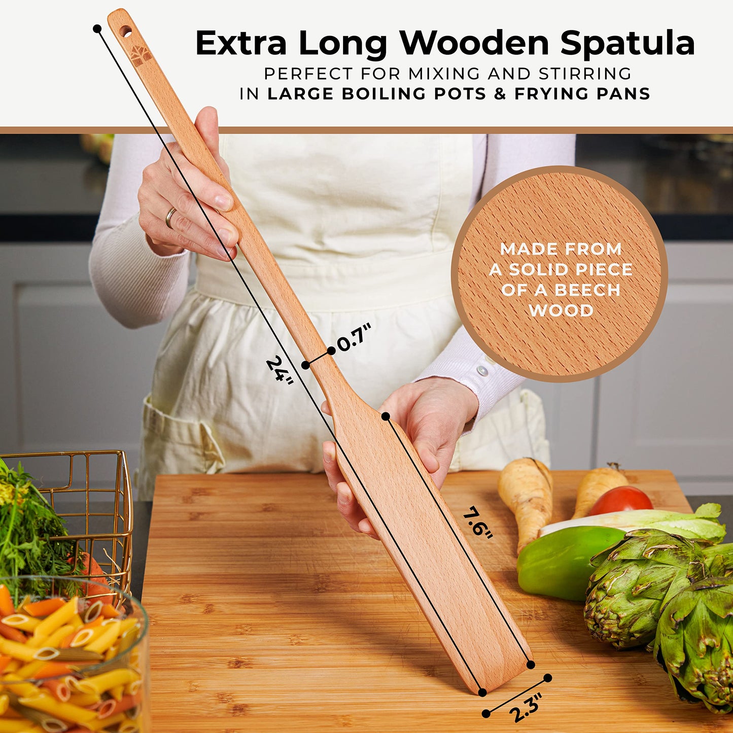 Wooden Paddle for Cooking, Stirring Paddle – 24" Crawfish Paddle – Heavy Duty Long Wooden Spoon for Large Stock Pots by Woodenhouse