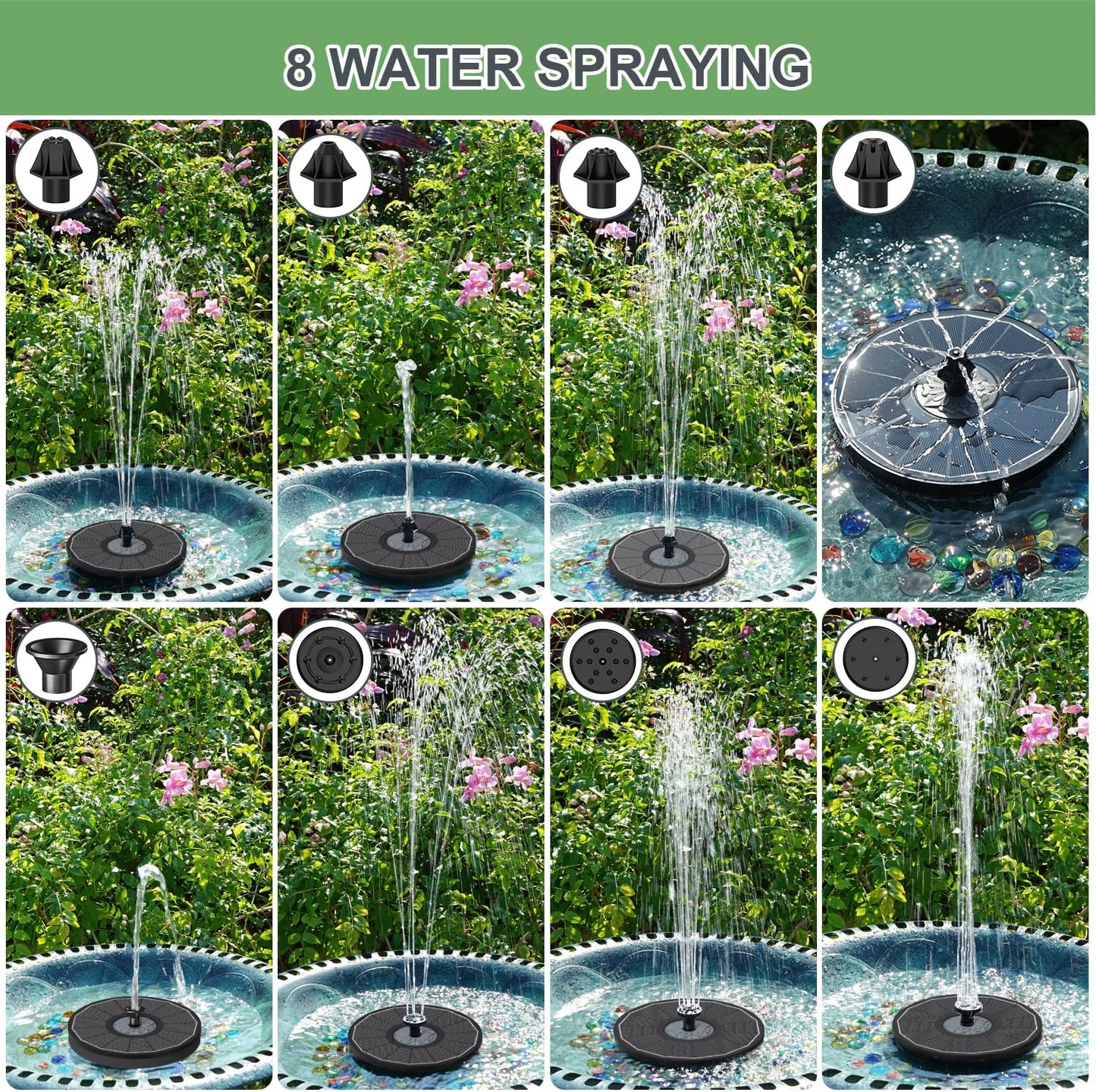 Yzert Solar Fountain - High-Efficiency 3.5W Glass Panel for Bird Bath | Outdoor Garden Decor (Black)