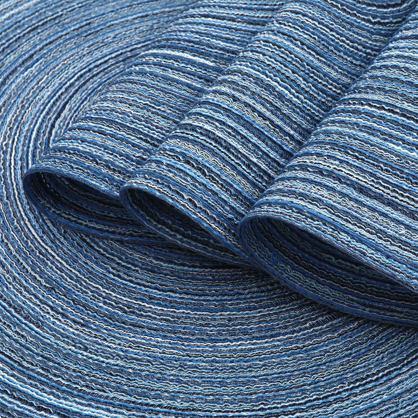 SHACOS Round Braided Placemats Set of 4 Dining Table Placemats 15 inch Circle Place Mats Easy to Clean Table Mats Indoor Outdoor, Blue Gray