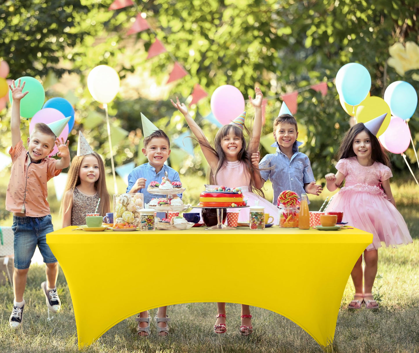 Utopia Kitchen Spandex Tablecloth 10 Pack [6FT, Yellow] Tight, Fitted, Washable and Wrinkle Resistant Stretch Table Cloth Rectangle Cover for Trade Show, Weddings & Parties [72Lx30Wx30H Inch]