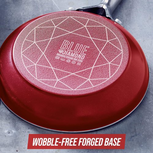 Blue Diamond 12" Nonstick Frying Pan - Diamond Infused Ceramic, Dishwasher Safe, Red Color