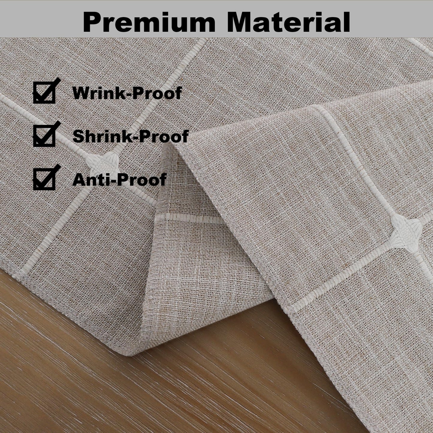 Gernaice Boho Table Runner, Modern Plaid Cotton Linen Farmhouse Table Runners for Dresser End Coffee Table Home Decor, 24" L X 13" W Brown