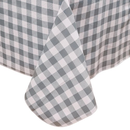 Heavy Duty Vinyl Tablecloth with Flannel Backing Waterproof Oil-Proof Plastic Table Cloth Stain-Resistant Wipeable Rectangle or Square Table Cover for Indoor and Outdoor (Grey Checkered, 52x70 Inch)