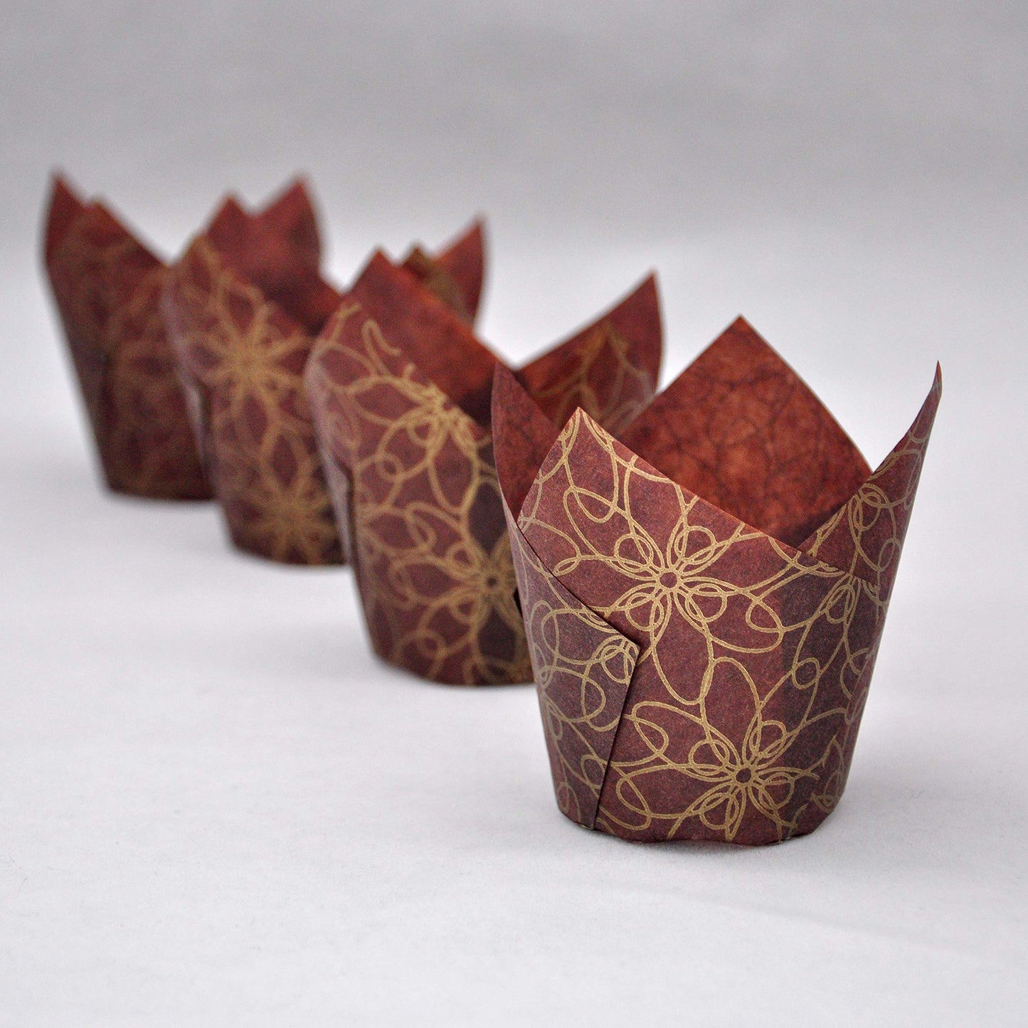 QLSmypkg Muffin Greaseproof paper Baking cupcake cups, 2"(Bottom diameter) x 3-1/2"(Height) Fancy Floral Print Tulip Baking Cup Case of 125 pcs (125, Standard)