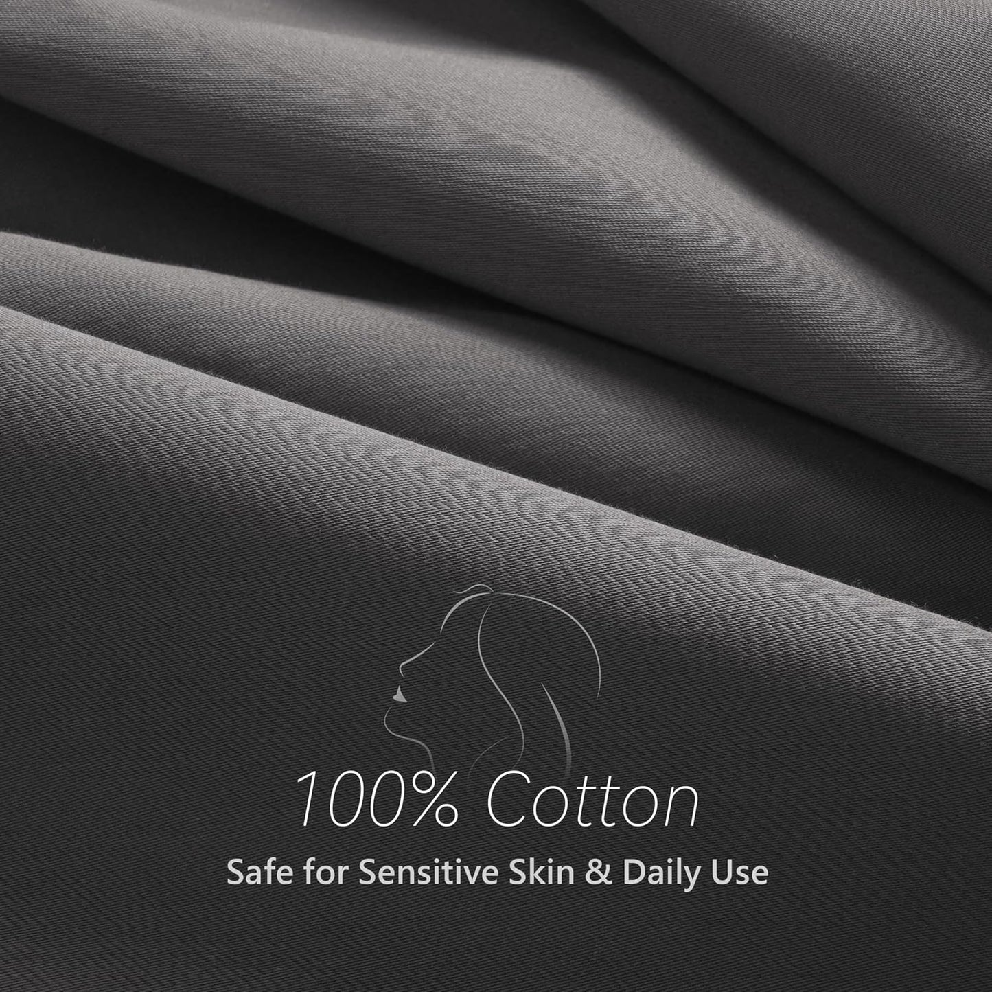Skiennix 100% Cotton Pillowcase - Gray Queen Size with Envelope Closure | 500 Thread Count, 20x30 Inches
