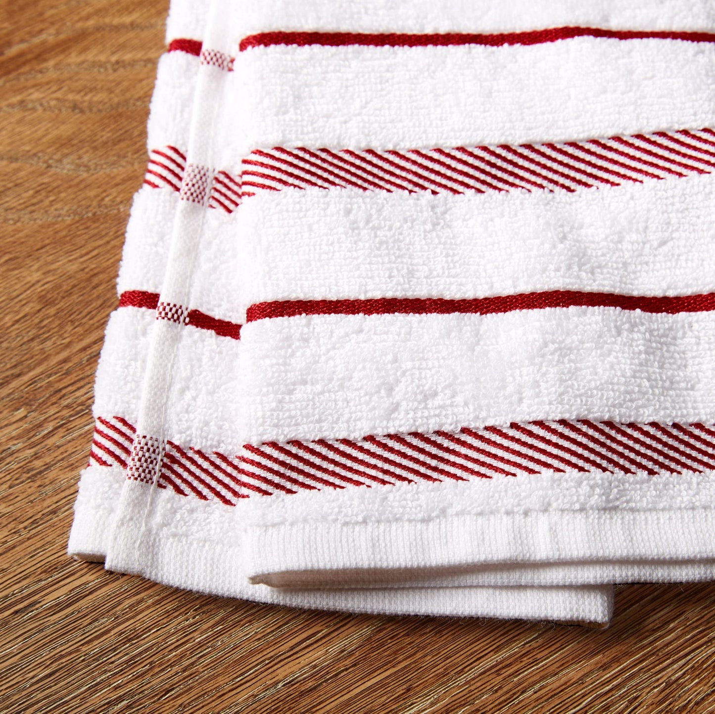 KitchenAid Albany Kitchen Towel 4-Pack Set, Passion Red/White, 16"x26"