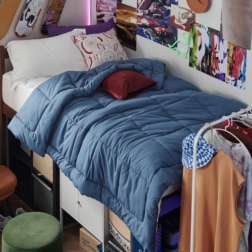 Bedsure Comforter Duvet Insert - All-Season Twin Size Quilted Down Alternative Blanket, Dark Slate Blue 88 x 68 Inches