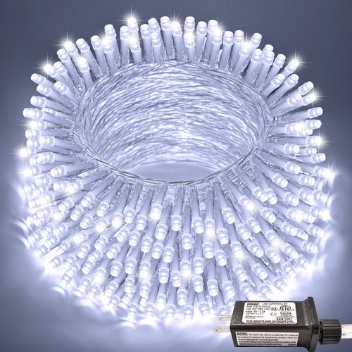 JMEXSUSS 66ft 200 LED White Christmas Lights Indoor Outdoor, Connectable String Twinkle Lights Outdoor Clear Wire Plug in for Bedroom House Fireplace Christmas Tree Decoration