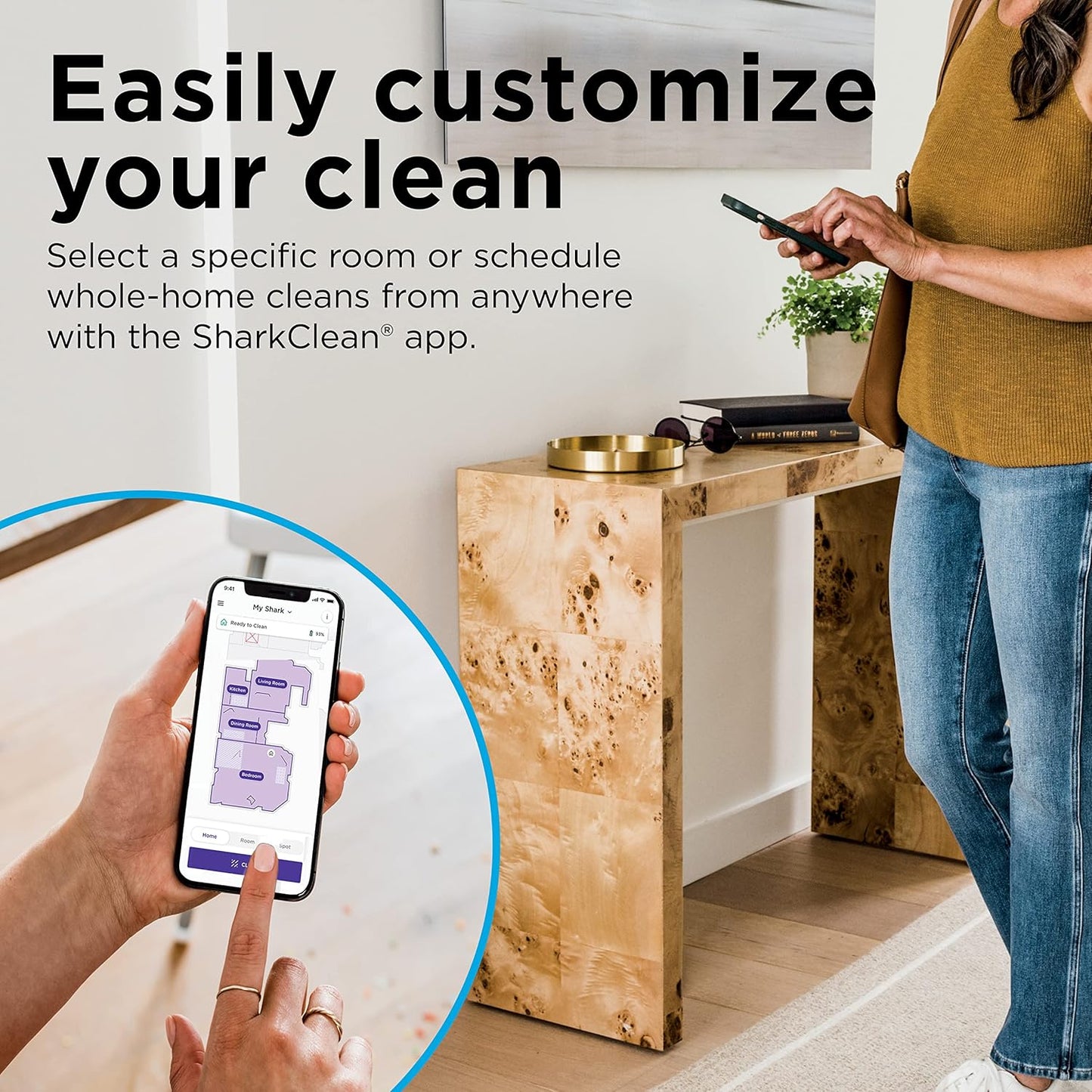 Shark RV2310 Robot Vacuum - Self-Cleaning Brushroll for Pet Hair | Wi-Fi Precision Mapping, Black/Silver