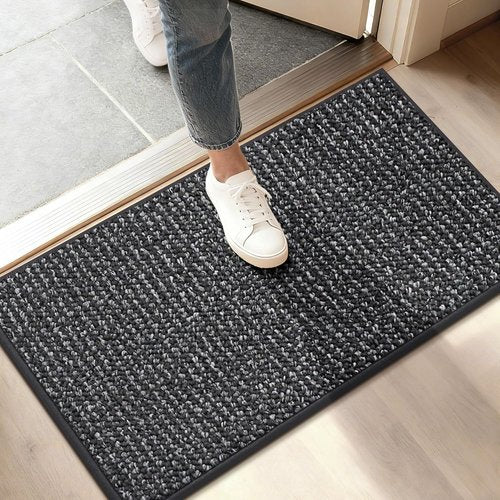 BEQHAUSE Dirt Trapper Door Mat - Non-Slip, Washable Entryway Rug, 17" x 30", Charcoal Color