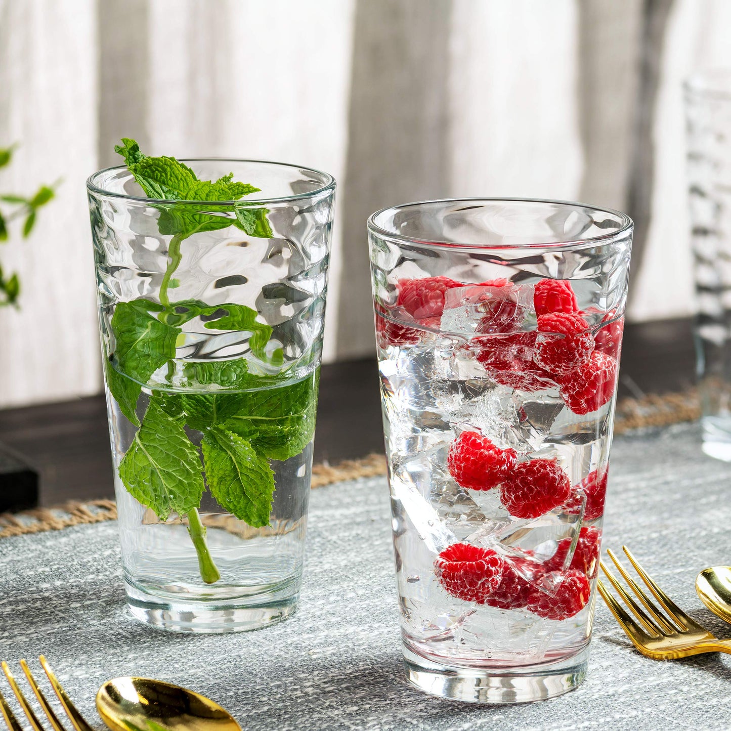 POPLASS Biscayne 18-Piece Family Drinking Glasses Set - Drinking Glassware Set with Highball Cooler, DOF (Double Old Fashioned), and Juice Glasses - 6 Each