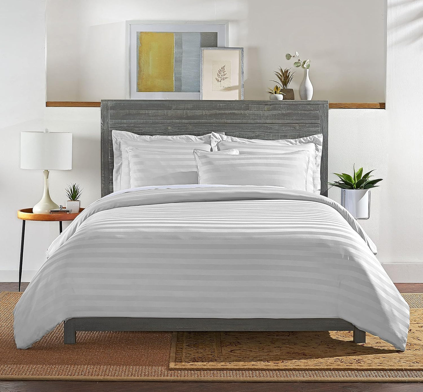 Pure Bamboo King Duvet Cover Set - Luxuriously Soft 100% Organic Viscose | Includes 2 Pillowcases (Jacquard White)