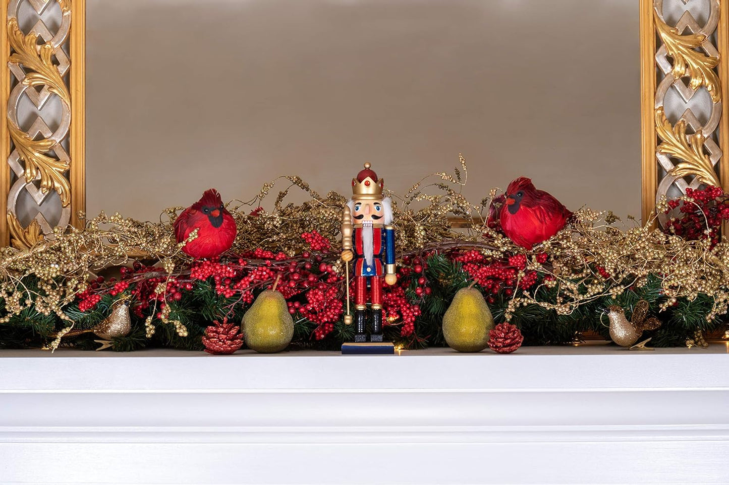 10-Inch White King Wooden Nutcracker - Festive Christmas Décor for Shelves