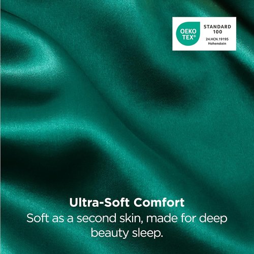Bedsure King Size Satin Pillowcase Set - Dark Green Silk-Like Pillow Cases for Hair & Skin, 20x36 Inches, 2-Pack