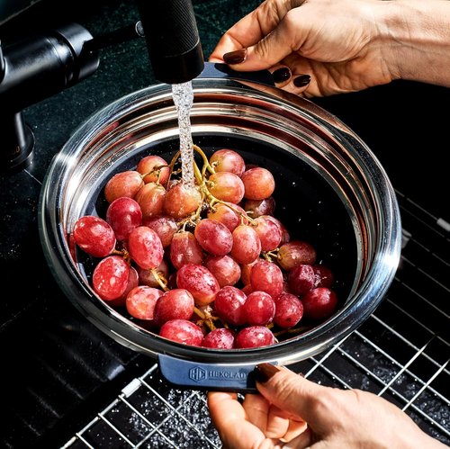 HexClad 2-Piece Steamer Basket Set - Dishwasher-Safe, Fits 3 & 8Qt Pots, Heat-Safe to 425ºF, Non-Slip Handles