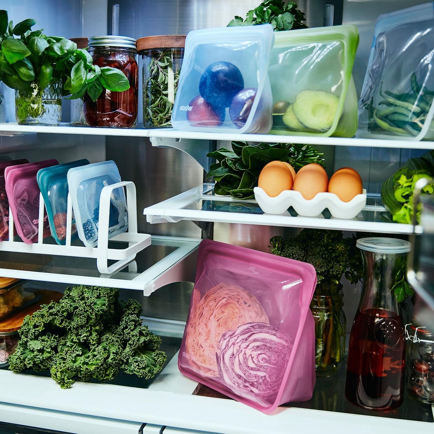 Stasher Silicone Reusable Storage Bag - Stand-Up Mega Bag, Eco-Friendly 104 oz Clear Food Storage Solution | Microwave & Oven Safe