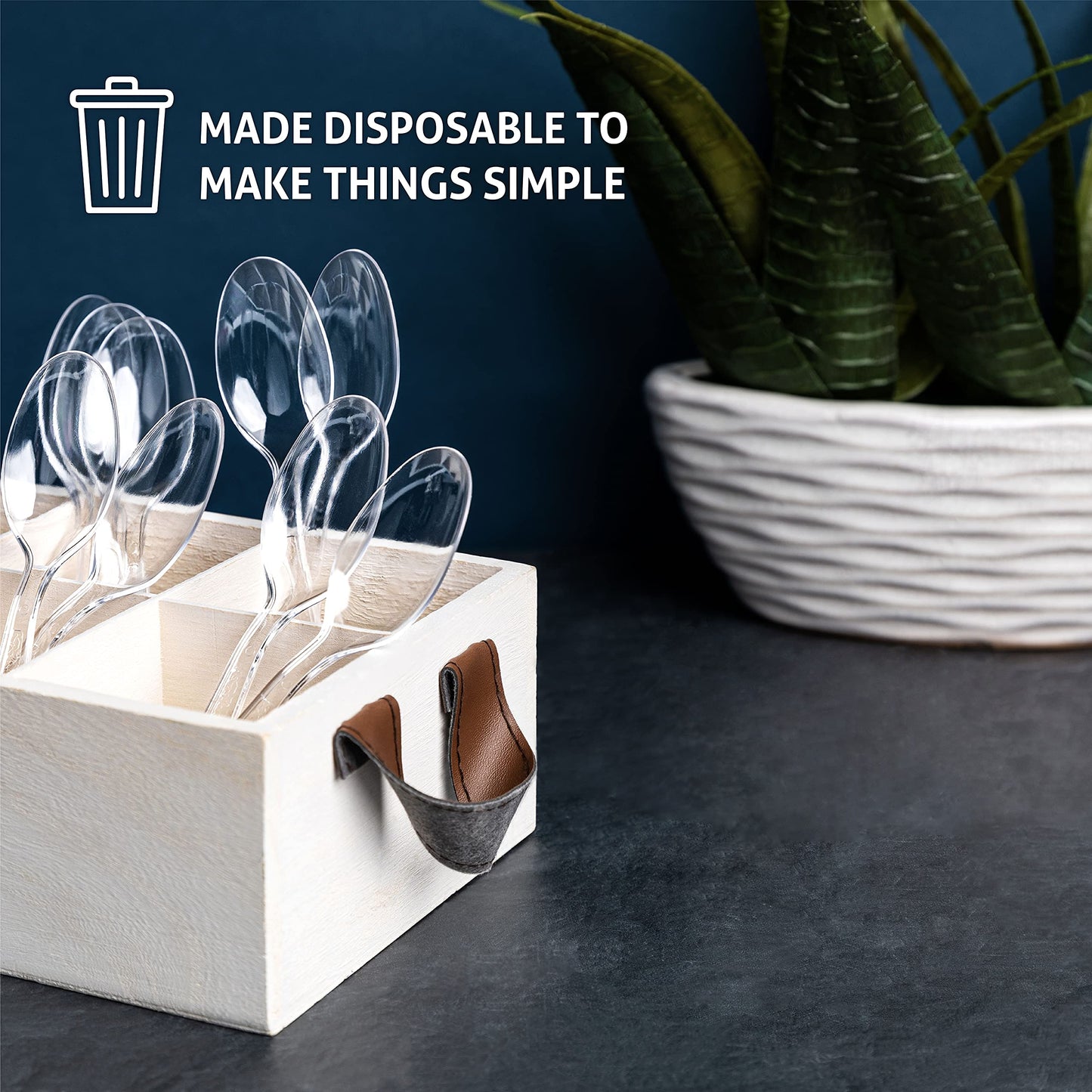 Heavy Weight Disposable Plastic Spoons, Food Grade Heavy Duty Plastic Silverware, Tea Spoons, Clear Cutlery 200/Box