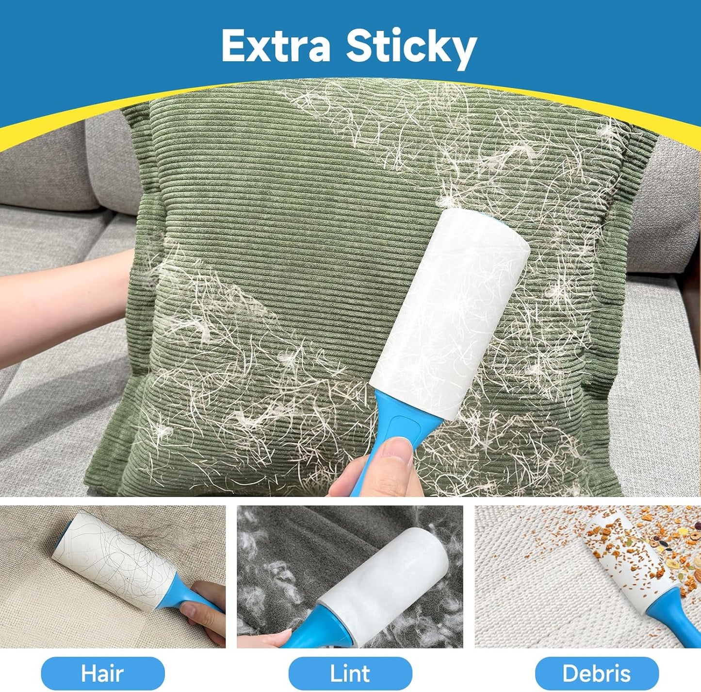 Swihauk Lint Roller - 600 Sheets Extra Sticky Pet Hair Remover | Ergonomic Handle for Clothes & Furniture
