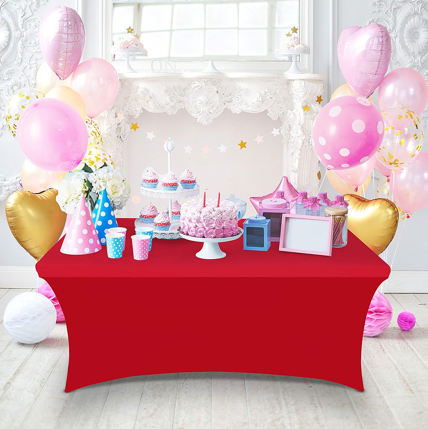 Utopia Kitchen Spandex Tablecloth 10 Pack [6FT, Red] Tight, Fitted, Washable and Wrinkle Resistant Stretch Table Cloth Rectangle Cover for Trade Show, Weddings & Parties [72Lx30Wx30H Inch]