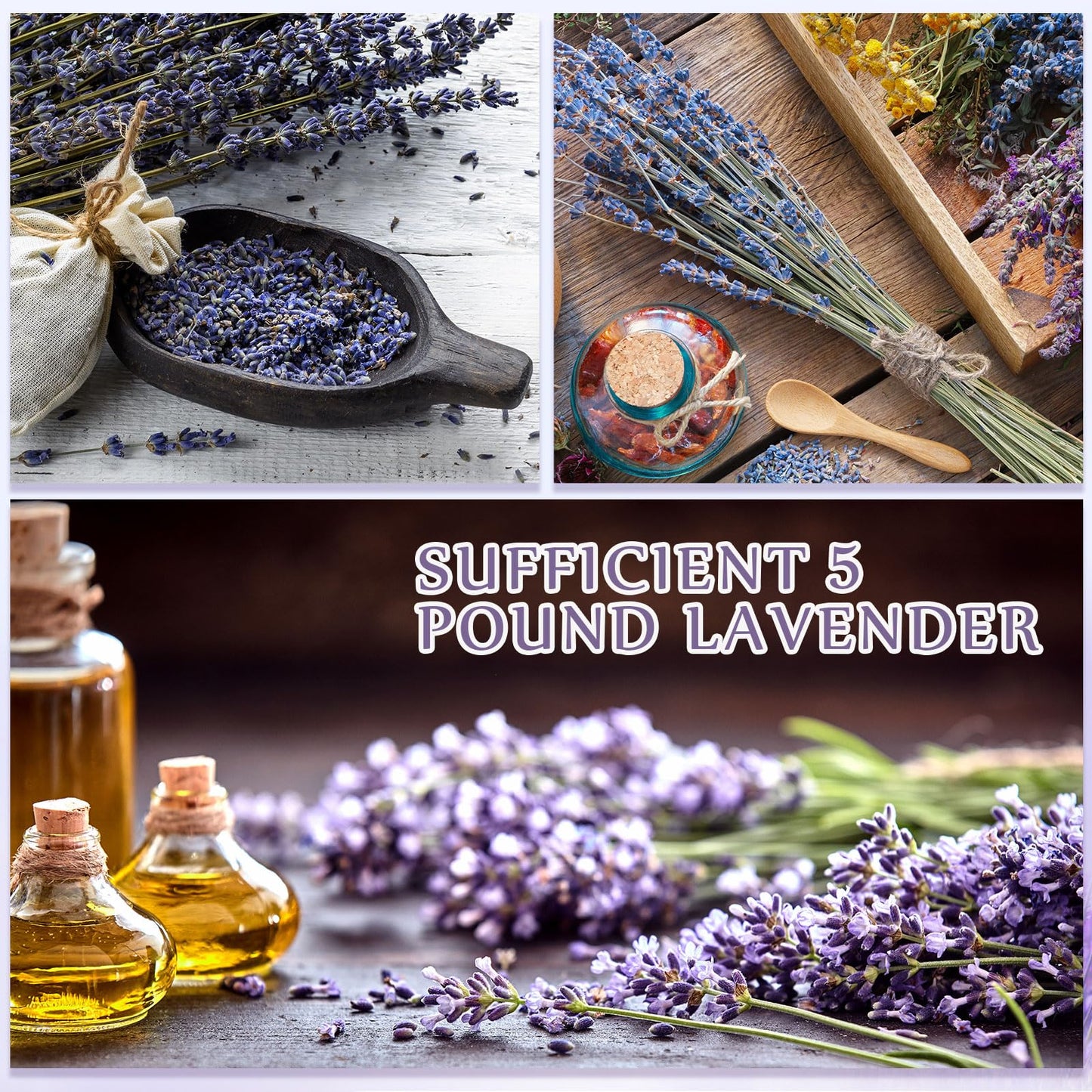 Treela Dried Lavender Bulk Dry Lavender Buds Fragrant Flower Petals for DIY Wedding Gift Crafts Home Fragrance Sachets(5 Pound)