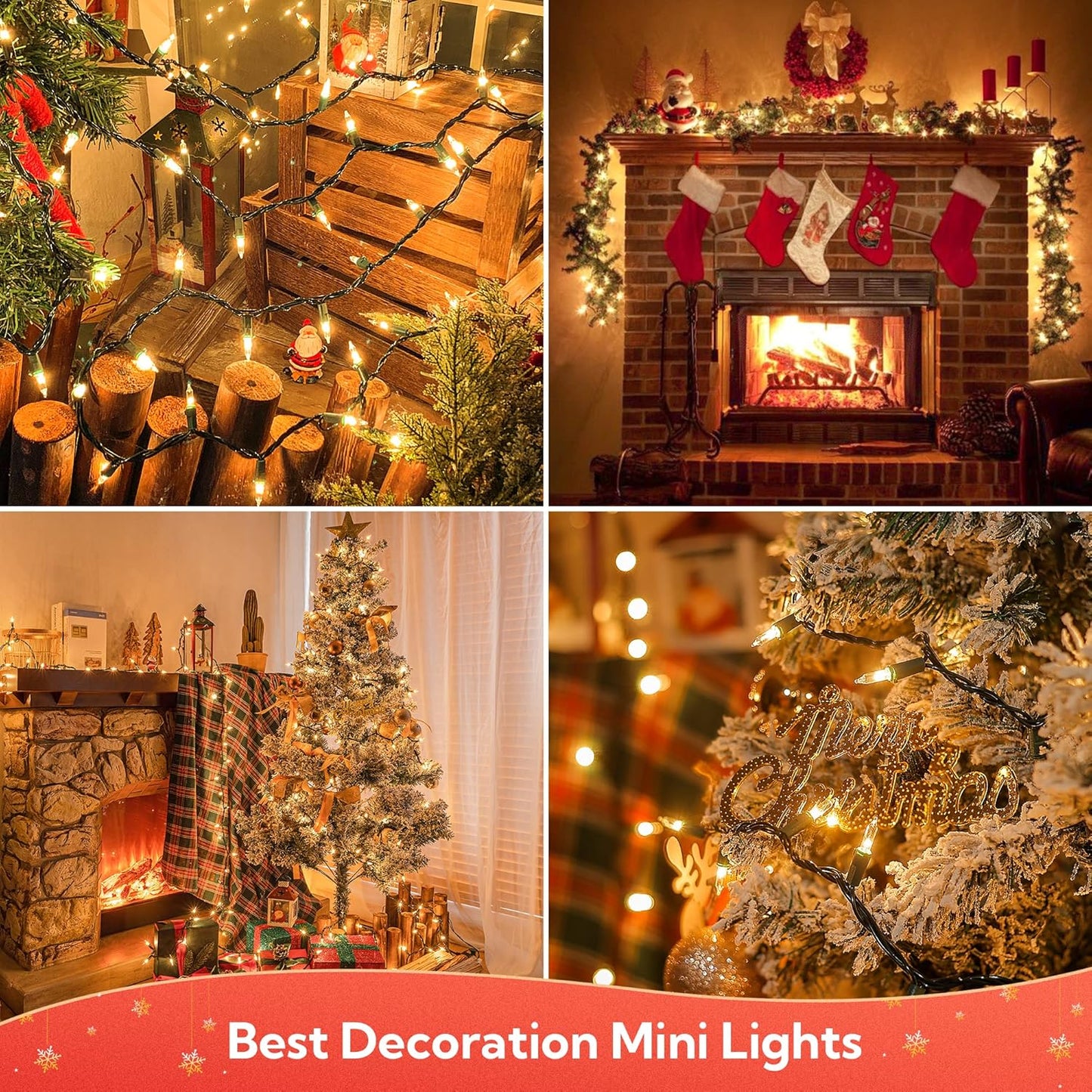 White Christmas Lights - 100 Count Clear Mini String Lights for Festive Home & Patio Decor | 23 Feet