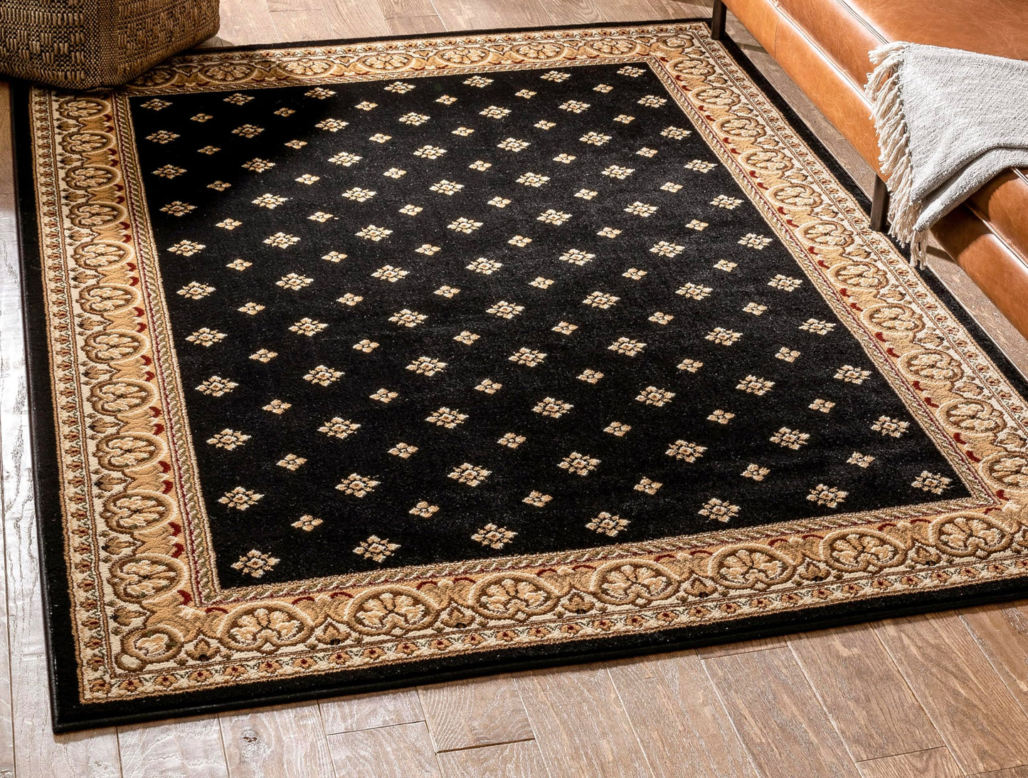 Well Woven Barclay Collection Hudson Terrace Black 4x5 Area Rug - for Entryways, Small Bedrooms, Living Rooms