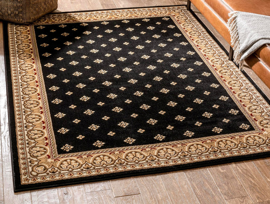 Well Woven Barclay Collection Hudson Terrace Black 4x5 Area Rug - for Entryways, Small Bedrooms, Living Rooms