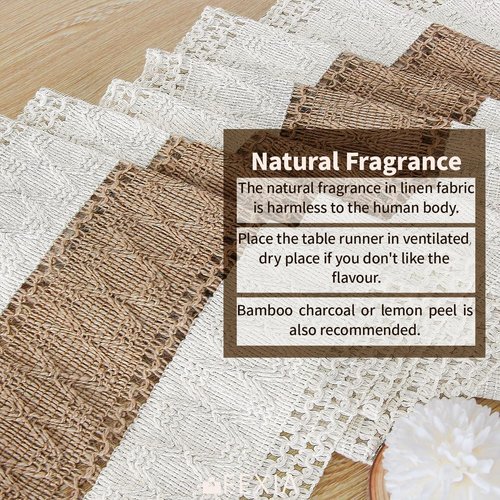FEXIA Boho Table Runner with Tassels 60 Inches Long Christmas Thanksgiving Farmhouse Rustic Cream & Brown Macrame Table Runner for Home Dining Bedroom Bridal Shower Decor(12x60 Inches)