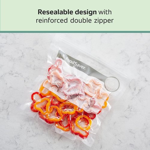 FoodSaver Vacuum Zipper Bags - 1-Quart BPA-Free Multilayer Construction for Freshness