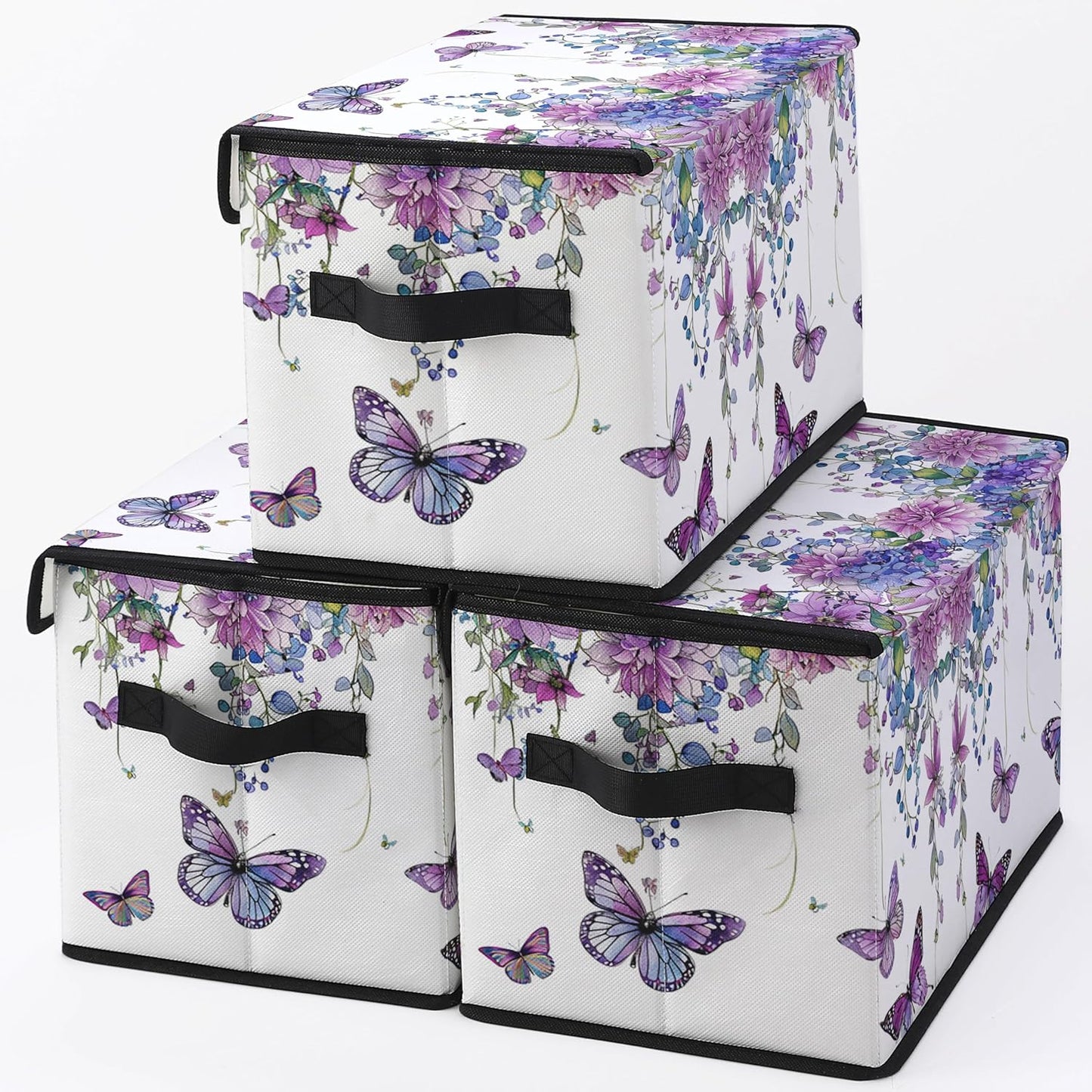 Skiennix Stackable Clothes Storage Bins - Lidded Organizers for Home & Office | 3-Pack Under Bed Containers