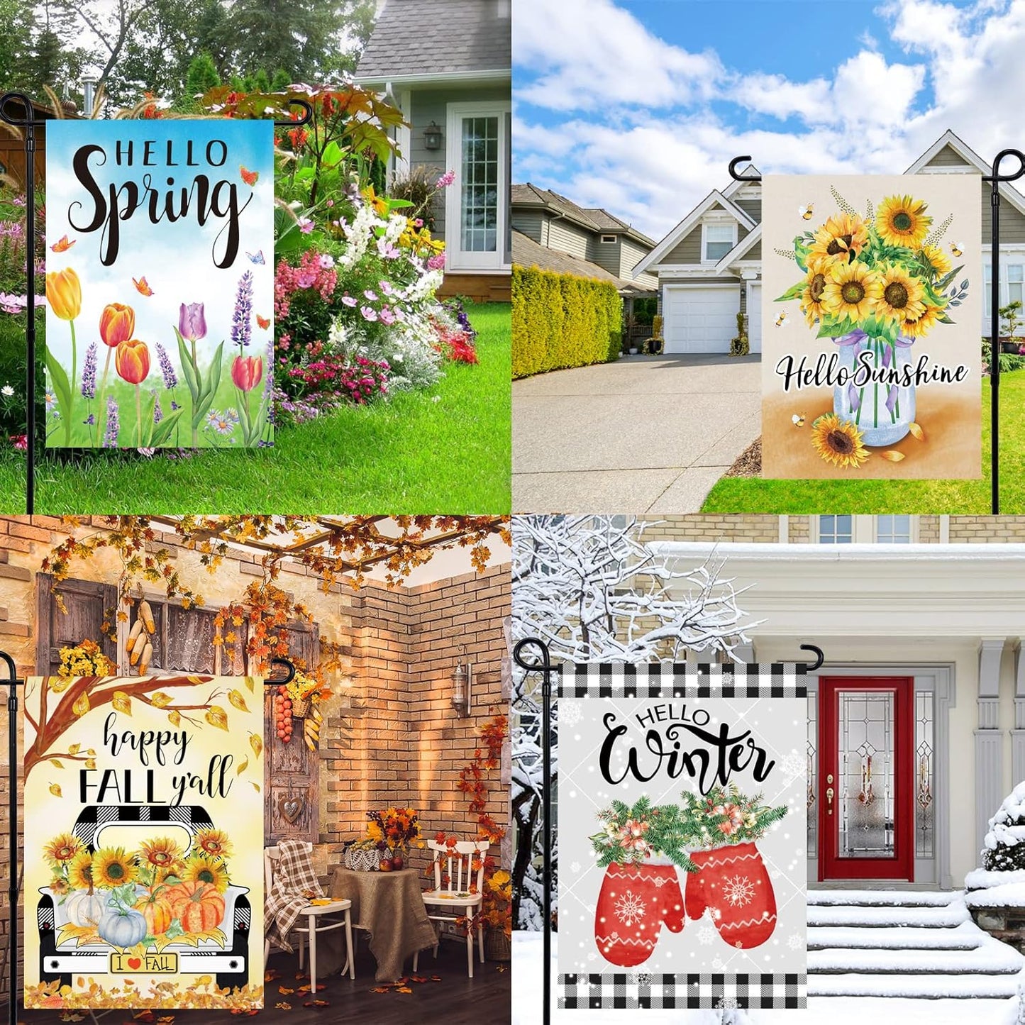Pating Seasonal Garden Flags - Set of 12 Double-Sided 12x18 Inch Yard Flags for Year-Round Outdoor Decor