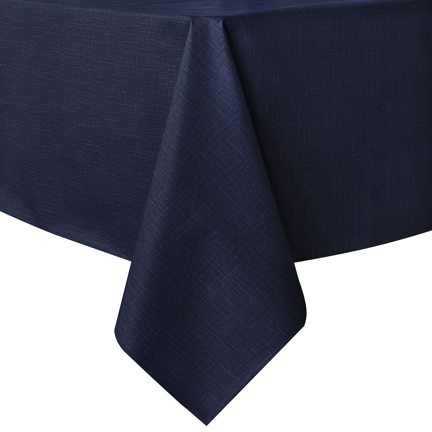 sancua 100% Waterproof Rectangle PVC Tablecloth - 70 x 90 Inch - Oil Proof Spill Proof Vinyl Table Cloth, Wipe Clean Table Cover for Dining Tables, Buffet Parties and Camping, Navy