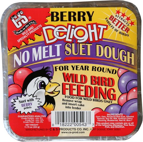 C&S Berry Delight No-Melt Suet Dough - 11.75 oz | Perfect For Attracting Wild Birds