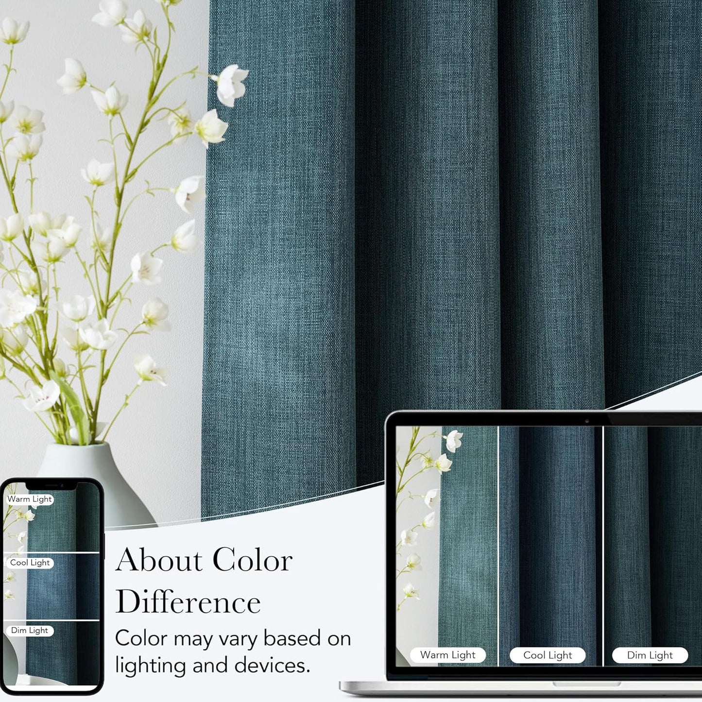 NICETOWN Greyish Blue Blackout Curtains - 63-Inch Privacy Panels for Modern Farmhouse Style | 2 Grommet Top Panels