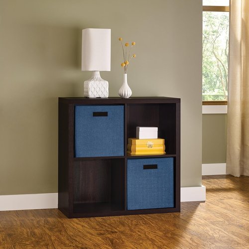ClosetMaid 4 Cube Storage Shelf - Stylish Organizer with Back Panel | Easy Assembly, Black Walnut Finish