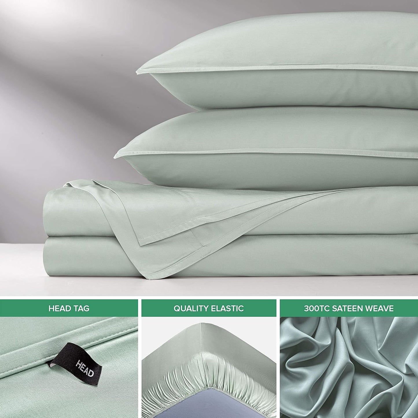 Pure Bamboo Queen Sheets - Luxuriously Soft & Cooling 100% Organic Viscose Bed Set | Sea Glass Color