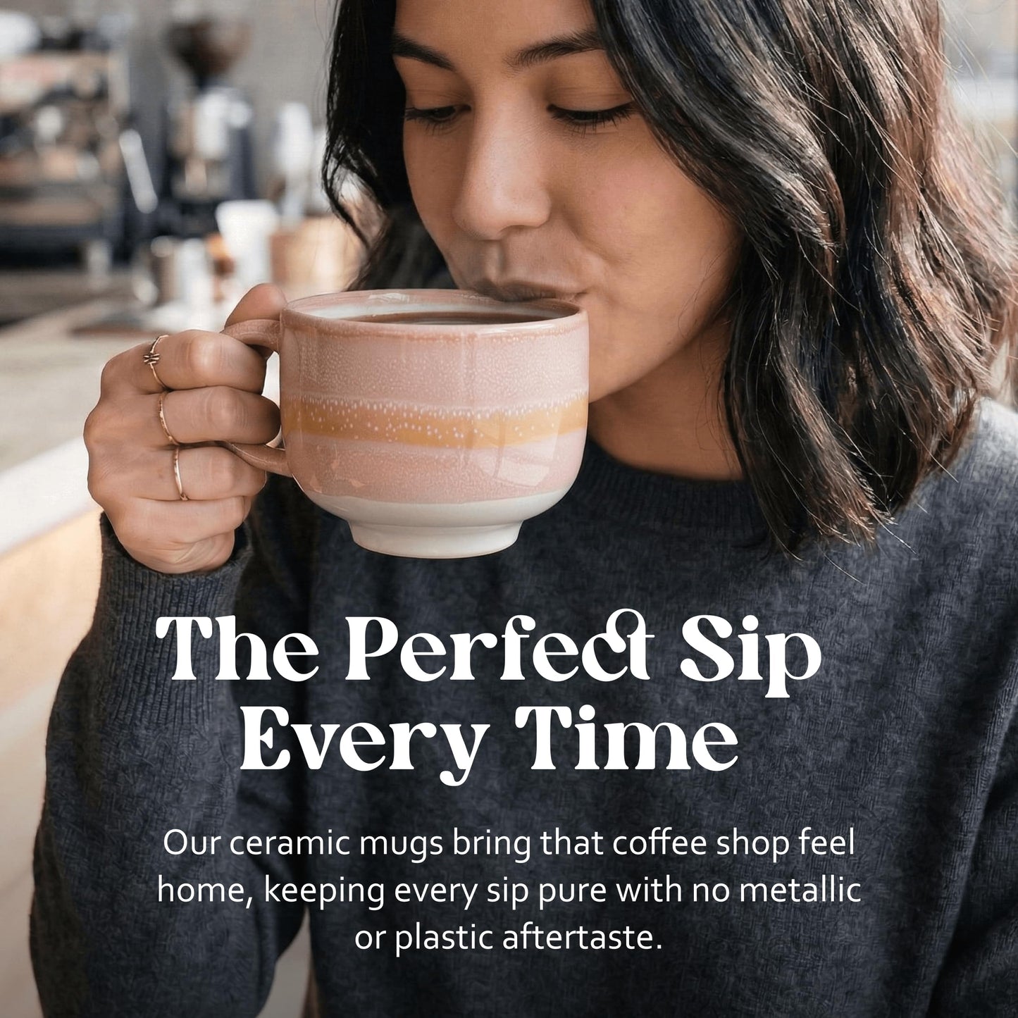 NOVA CERAMICS Large Coffee Mug - Ceramic Coffee Mug - Coffee Cups with Handle - 16 oz Coffee Mugs - Microwave & Dishwasher Safe - Gifts For Women Men Him Her - 16oz - Monsoon