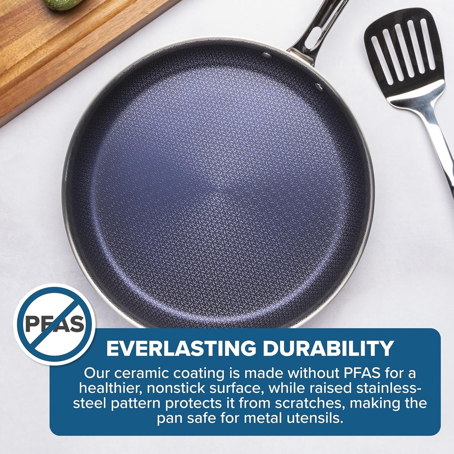 Viking Hybrid Plus 10-Inch Ceramic Nonstick Frying Pan - PFAS-Free, Metal Utensil Safe, Oven Safe to 500°F