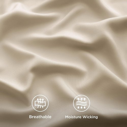 Bedsure King Size Sheet Set - Cooling Bamboo Sheets | Breathable & Soft Luxury Bedding in Beige