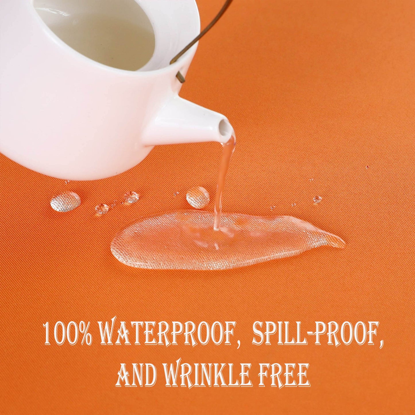 KAIPHO Orange Round Tablecloth Waterproof Stain Resistant Wrinkle Free Table Cloth 210GSM Polyester Washable Wipeable Table Cover for Party, Banquet, Wedding, Indoor and Outdoor use (70 inch, Circle)