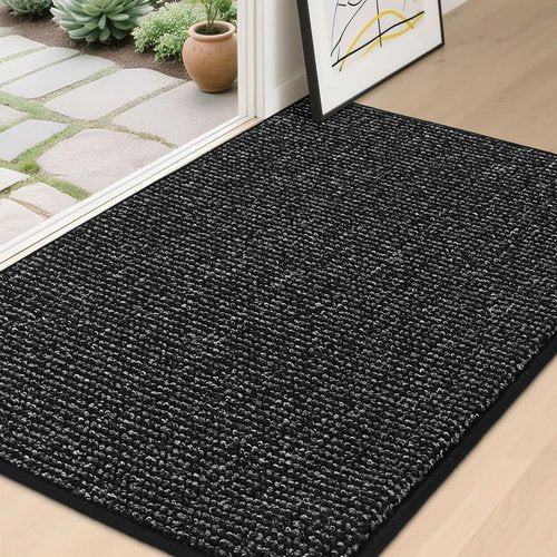 BEQHAUSE Dirt Trapper Door Mat - Non-Slip, Washable, Absorbent Entrance Mat | 32" x 48", Black