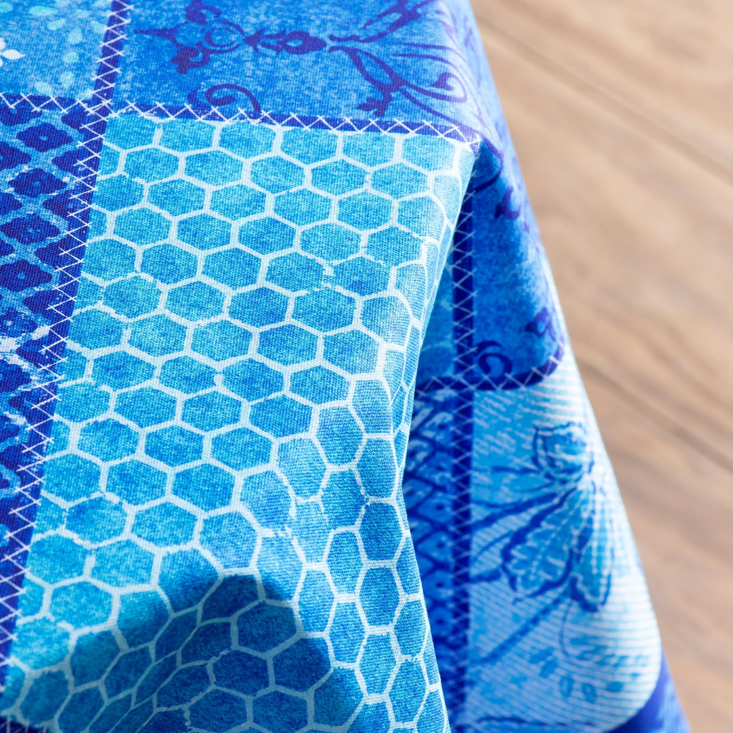 Maison d' Hermine Table Cloth Round Table 100% Cotton 63 Round Inches Tablecloth Reusable Decorative for Dining Kitchen Room Farmhouse Home Gifts for Mothers Day Spring Summer - Indigo Love