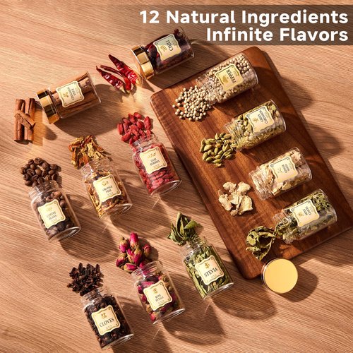 ComboJoy Whiskey Infusion Kit Gifts for Men – 12 Natural Ingredients, Decanter, Infusion Jar, Glass, Ice Mold – DIY Whiskey, Bourbon, Rum & Cocktail Infusion Set for Him, Dad, Husband